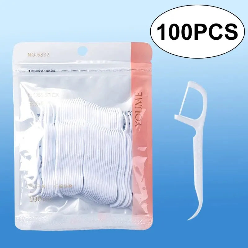 100/300/500PCS Disposable Dental Floss Sticks - Interdental Cleaning for Daily Oral Care, Portable Flosser