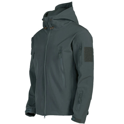 Military Shark Skin Soft Shell Jacket for Men - Tactical Windproof Waterproof Hooded Army Combat Bomber Coat