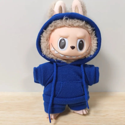 17cm Labubu Doll Outfit Set – Black Hoodie Sweatshirt & Pants, DIY Gift for Dolls