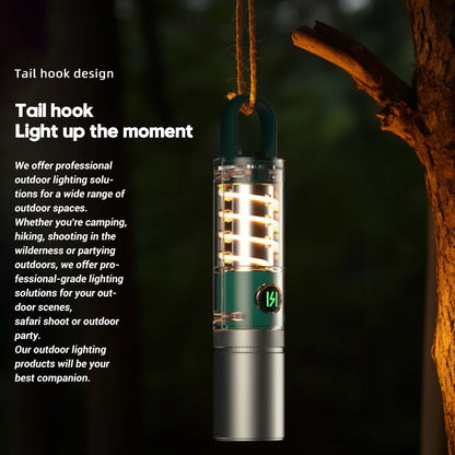 White Laser Flashlight: Internal 18650 Rechargeable Torch with 5 Modes, Zoom, and Hanging Hook - Perfect for Camping