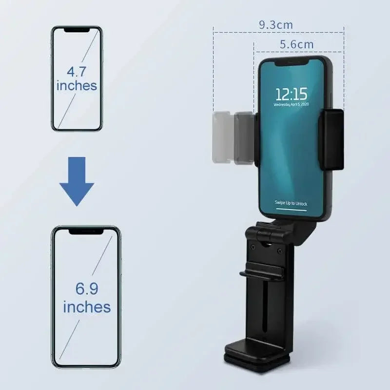 Portable Airplane Phone Holder Clip | Foldable Travel Stand for iPhone, Samsung, Google, Mi | Seat & Desk Mount Support