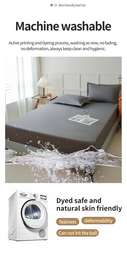 Waterproof Fitted Bed Sheet – 360 Elastic Band Mattress Protector for Single, Double, King & Queen Size