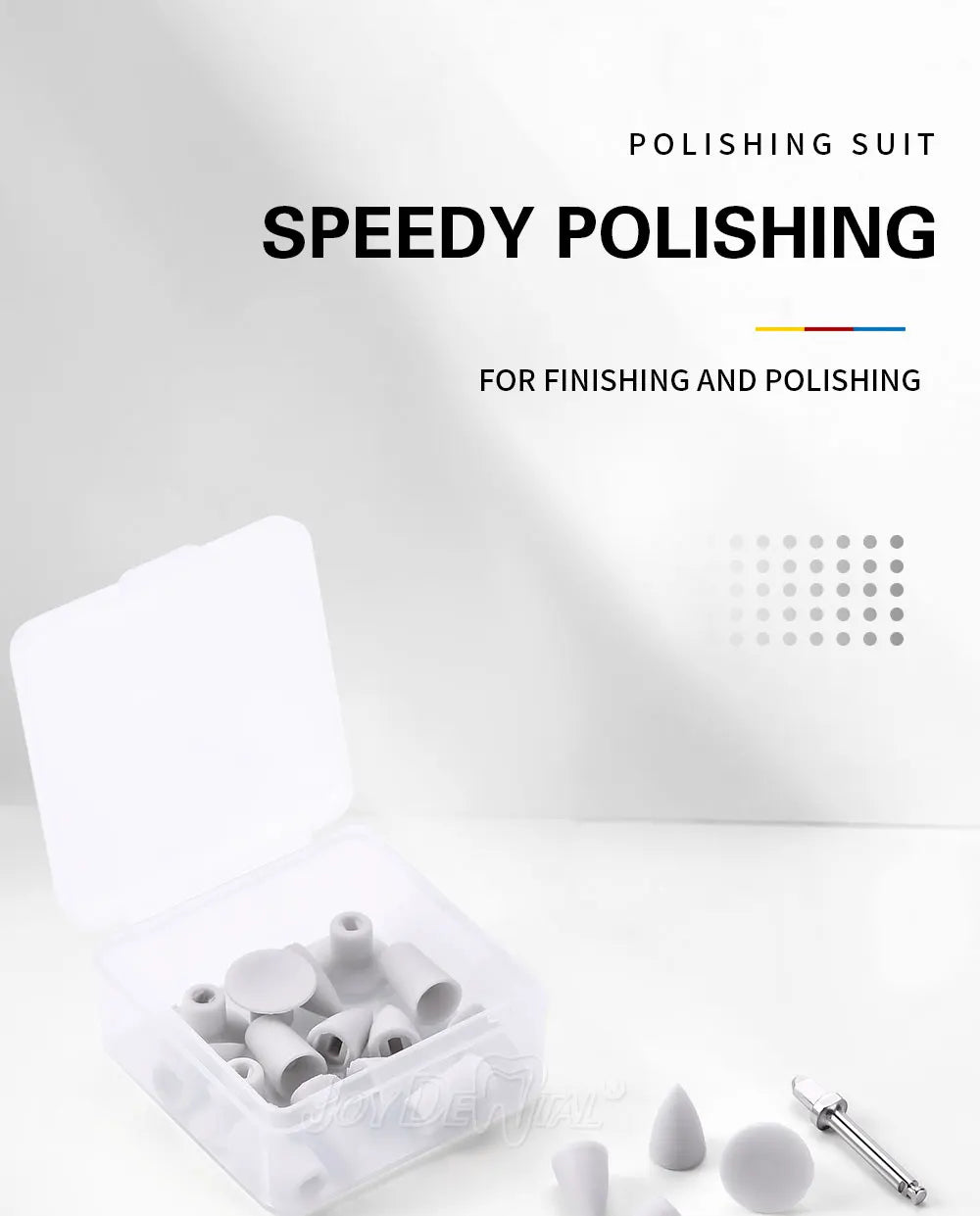 JoyDental 20pcs Dental Silicone Composite Polishers – 3 Shapes (Cup, Inverted Cone, Point) 2.35mm for Finishing & Polishing