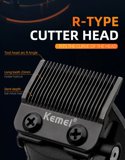 Kemei Professional Hair Clipper – 9000 RPM Electric Hair Cutting Machine, Adjustable Cordless Trimmer with Base for Barbers