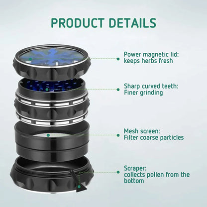 60mm 4-Part Aluminum Herb Grinder – Metal Spice Mill with Transparent Skylight for Tobacco & Smoking Accessories