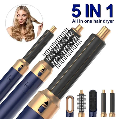 5-in-1 Hair Dryer Comb Set – Professional Hot Air Styler for Curling, Straightening & Volumizing Hair at Home