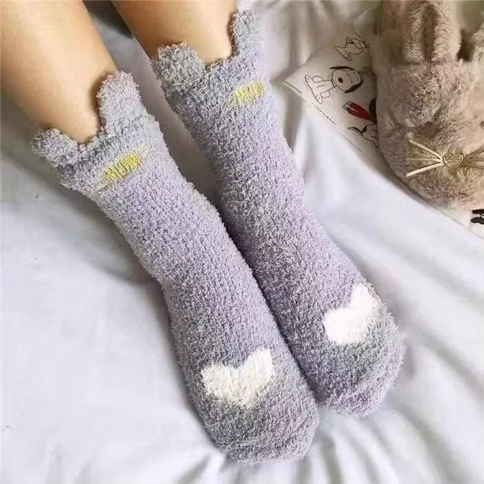 5 Pairs Happy Face Crew Socks – Cartoon Cat Cotton Mid Tube Socks, Breathable Women's Stockings & Hosiery
