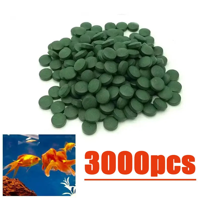 100-3000pc Spirulina Tablets - High Purity Aquarium Fish & Shrimp Food for Crystal Red Shrimp and Tropical Fish