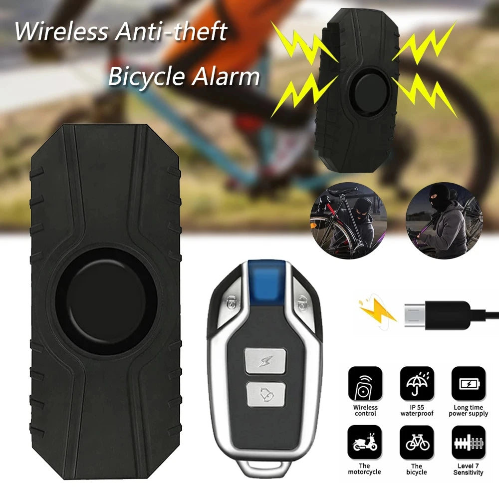 Waterproof Bike and Motorcycle Alarm - USB Chargeable, Electric Bicycle Security with Anti-Loss Wireless Remote Control and Vibration Detector