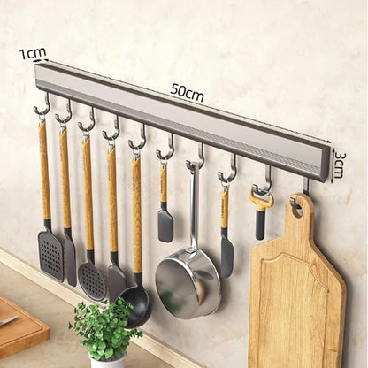 Wall Mounted Punch-Free Hooks Rack – Multi-Purpose Kitchen & Bathroom Utensil, Towel, Robe, and Coat Holder