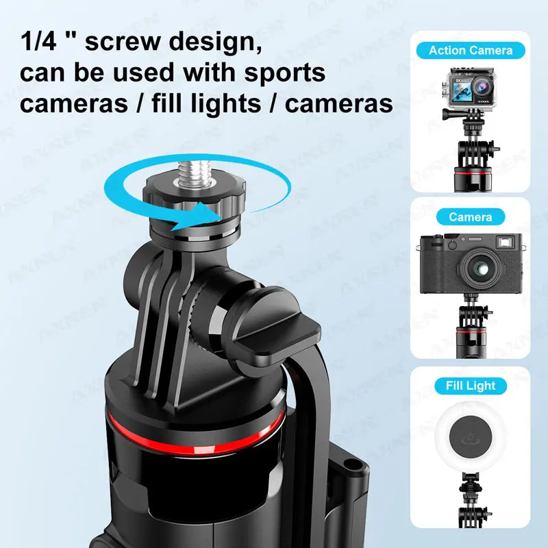 AXNEN Mobile Phone Tripod C12/C13 – 1325mm Stand for Cellphone & GoPro, with Wireless Bluetooth Remote for Live Streaming