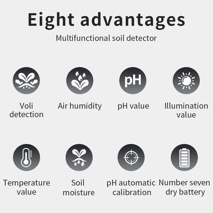 6 in 1 Soil Tester - pH, Temperature, Humidity, Sunlight, Air, Moisture & Nutrient Fertility Meter for Gardening