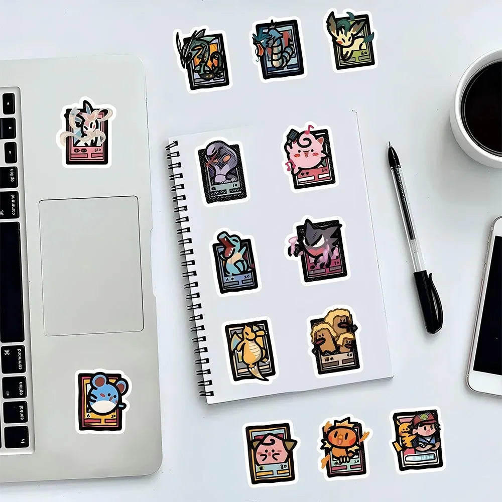 103PCS Pixel Pokemon Stickers - Pikachu Cartoon Vinyl Decals for Laptops, Phones, Suitcases and DIY Crafts
