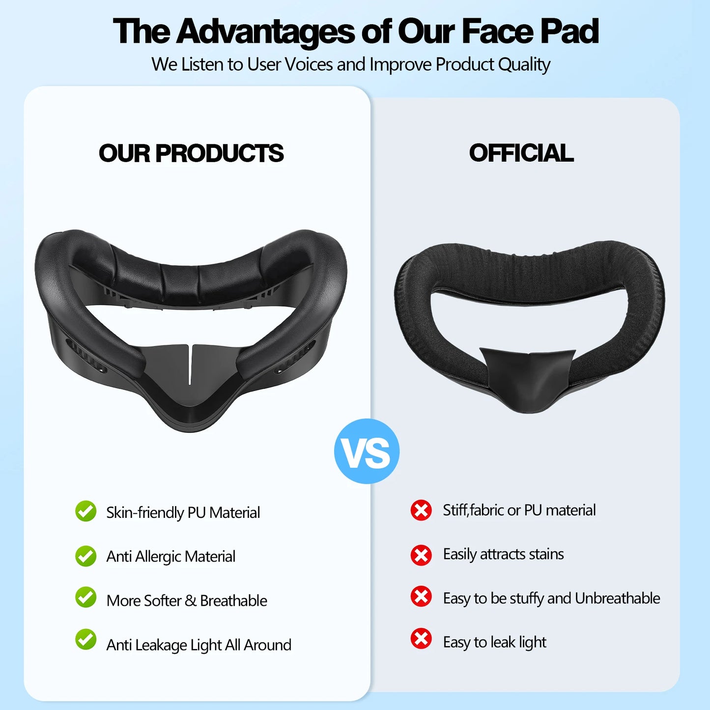 3-in-1 PU Leather Face Mask Cover for Meta Quest 3S – Upgraded Facial Interface Replacement Pad
