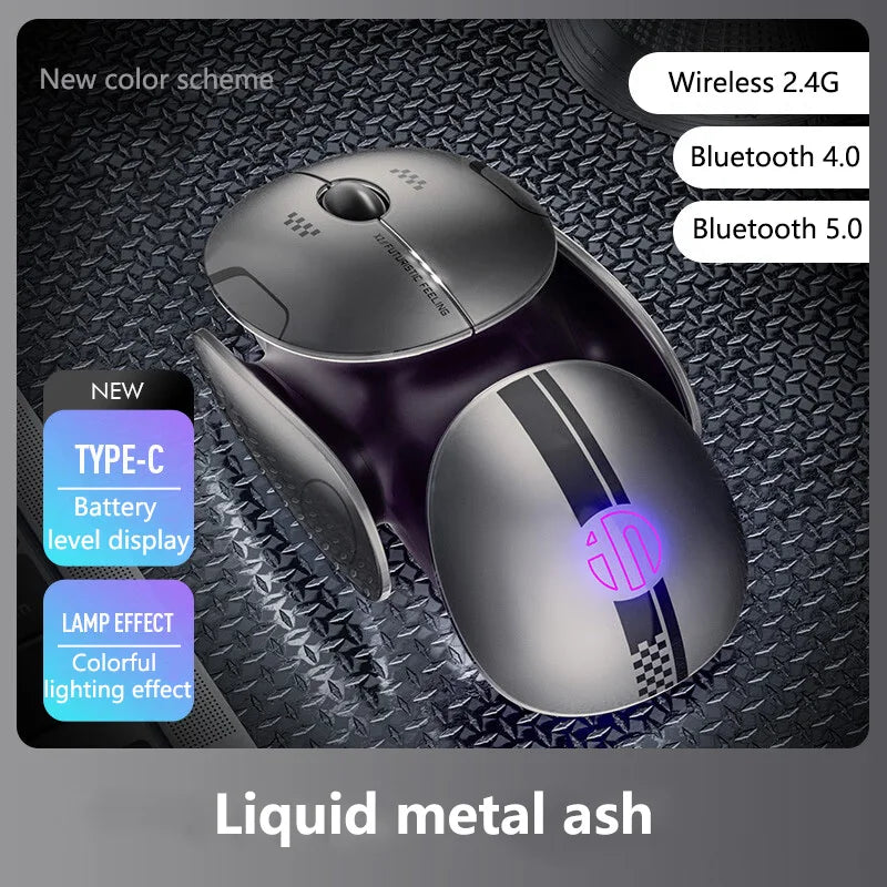 Inphic X2 Silent Bluetooth Mouse – Rechargeable Wireless Gaming & Office Mouse with Metal Base for Computer & Laptop