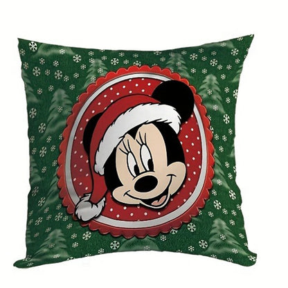 Disney Mickey Mouse Christmas Pillowcase - Festive Sofa Cushion Cover for Living Room and Home Decor