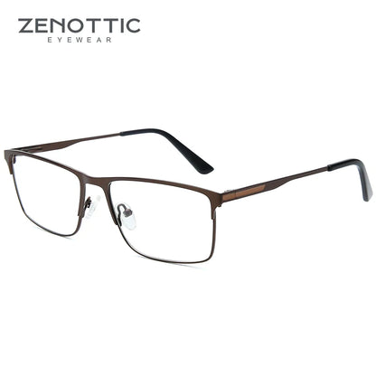 ZENOTTIC Titanium Progressive Glasses - Men's Square Anti Blue Light Photochromic Prescription Eyewear for Myopia Vision Correction