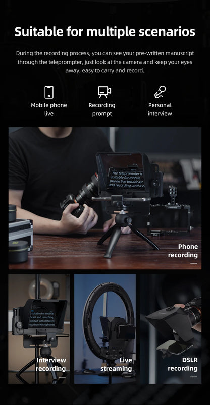 Ambitful Mini Teleprompter – Portable Phone & DSLR Recording Inscriber with Remote Control for Video