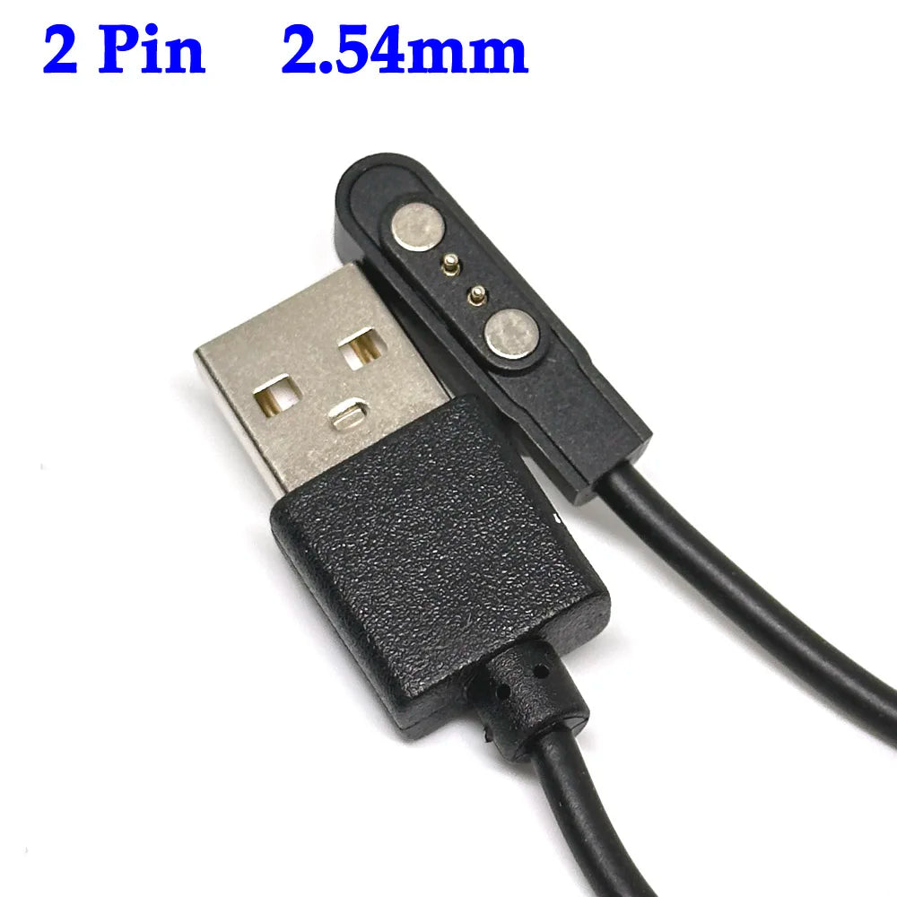 2-Pin Magnetic Pogo Pin USB Charging Cable – Smart Watch Charger for Kids Models Q750S, T88, A20, A20S, TD05 & V6G, USB 2.0 Magnetic Power Cord