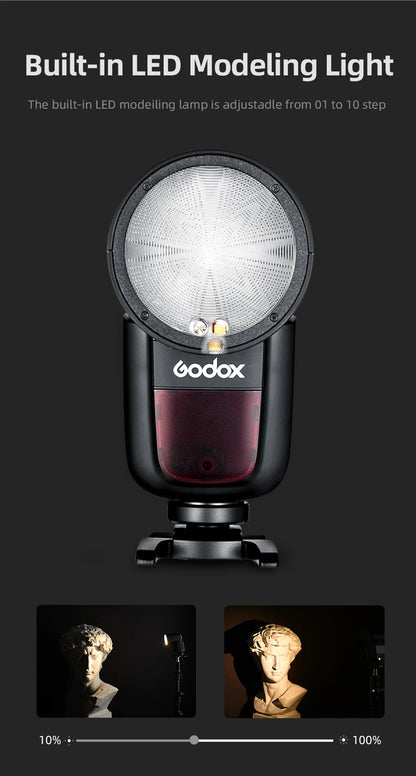【Do Brasil】 Godox V1 Speedlight Flash - TTL 2.4G HSS for DSLR & Mirrorless Cameras, Compatible with Canon, Sony, Nikon, Fujifilm