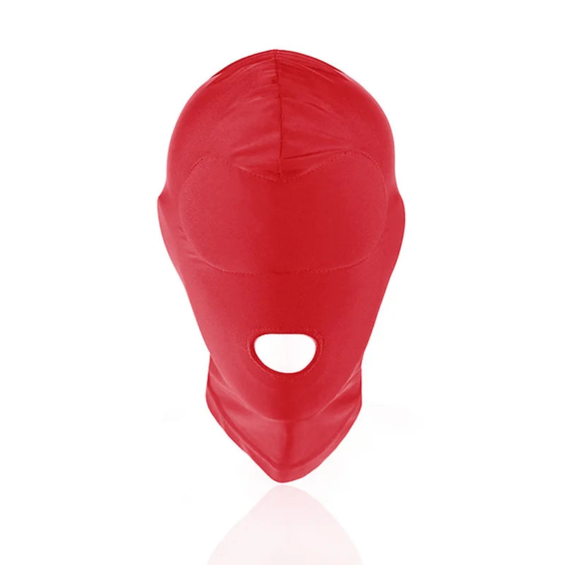 Sexy Red Unisex Full Face Cosplay Mask – Open Eyes & Mouth Hood for Halloween, Role Play, and Costume Parties