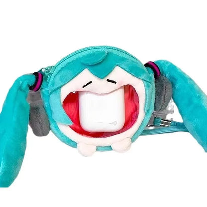 Japanese Anime Hatsune Miku Coin Purse – Creative Big Mouth Cartoon Soft Doll Mini Itabag Messenger & Earphone Bag Gift for Students