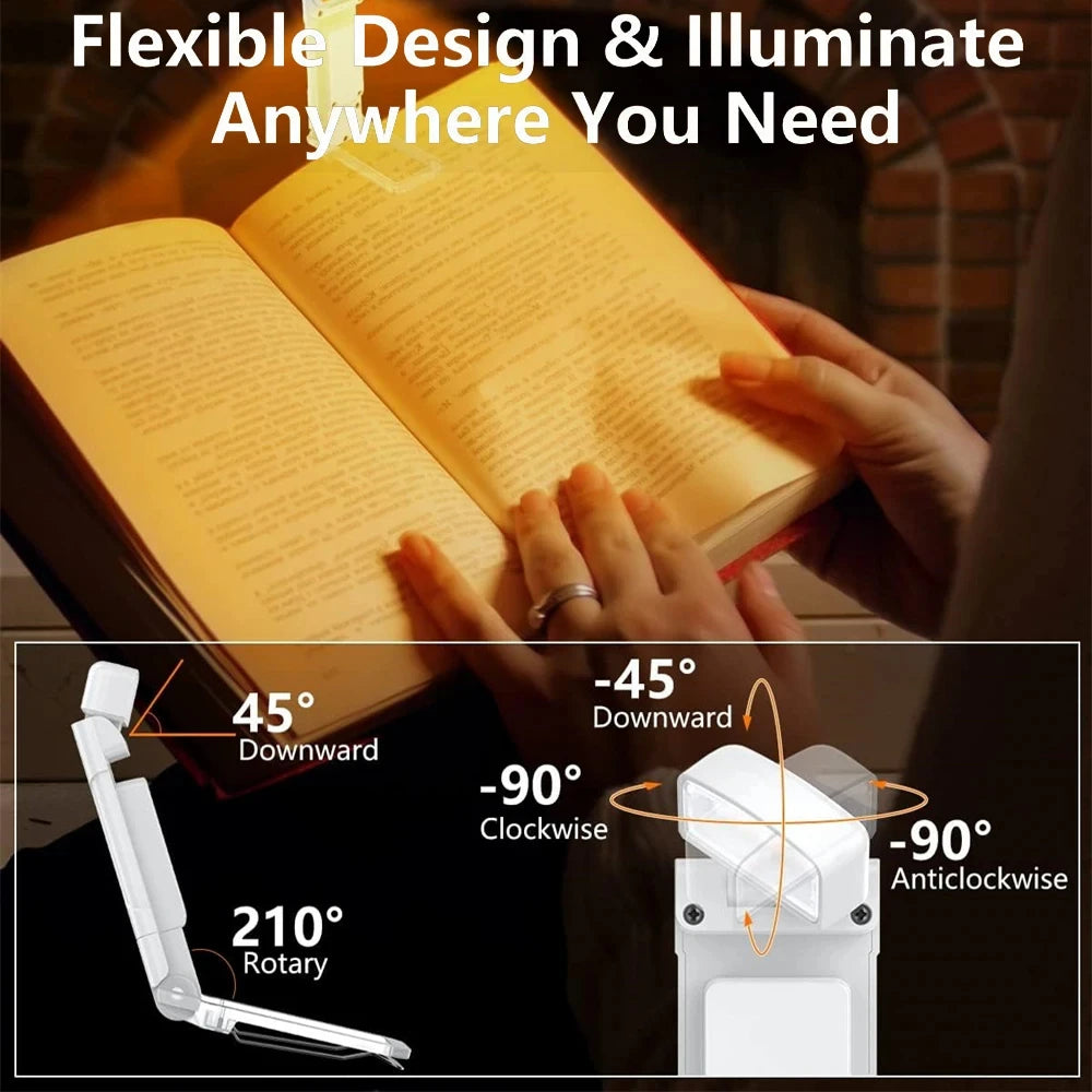 HOMEFISH USB Rechargeable Book Light – Clip-On Reading Lamp with Timer, 3 Colors & 5 Brightness Levels