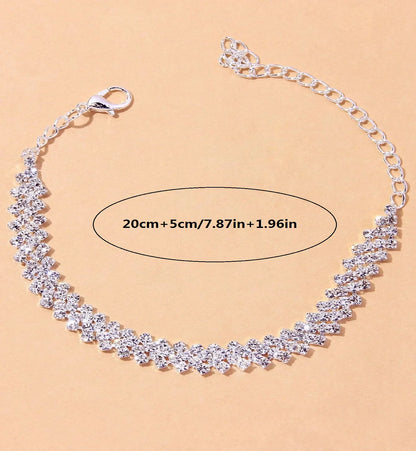 Women's Premium Copper Inlaid Water Diamond Love Foot Chain Bracelet – Fashion Wedding Party Jewelry Accessories