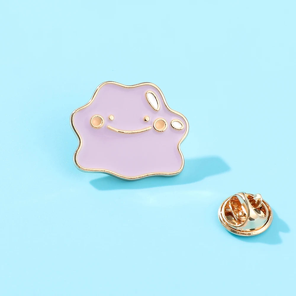 Cartoon Smile Cloud Enamel Brooch - Cute Metal Lapel Pin for Bags and Collars