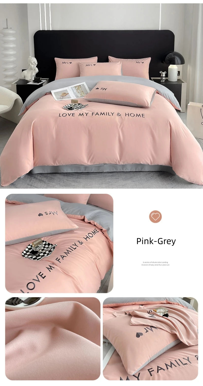 Nordic Luxury Egyptian Cotton Bedding Set - King, Queen, Double, Twin Size with Sheet, Duvet Cover & Pillowcases