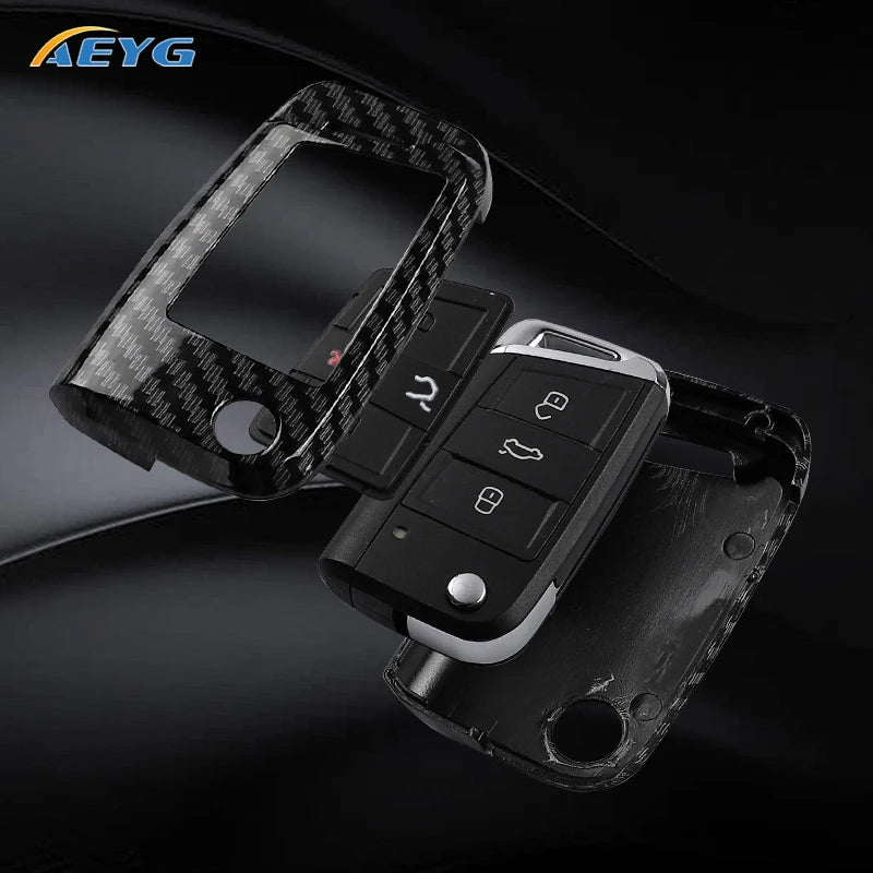 ABS Carbon Fiber Car Key Cover for VW, SEAT & Skoda – Fits Golf 7 MK7, Tiguan MK2, Ateca, Leon FR 2, Ibiza, Octavia