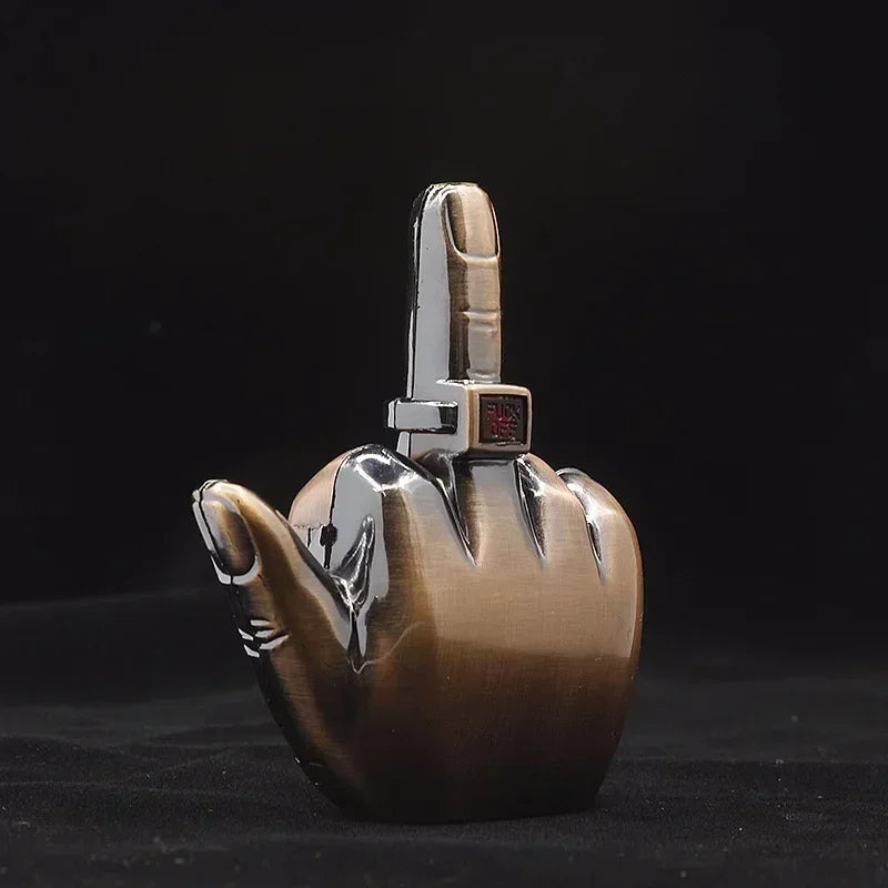 Funny Middle Finger Torch Lighter – Windproof Jet Flame Refillable Butane Smoking Accessory with Voice Sound