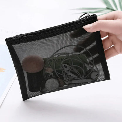 Female Makeup Pouch – Portable Small & Large Mesh Cosmetic Bag, Toiletry Beauty Case, Travel Makeup Organizer Storage Bag