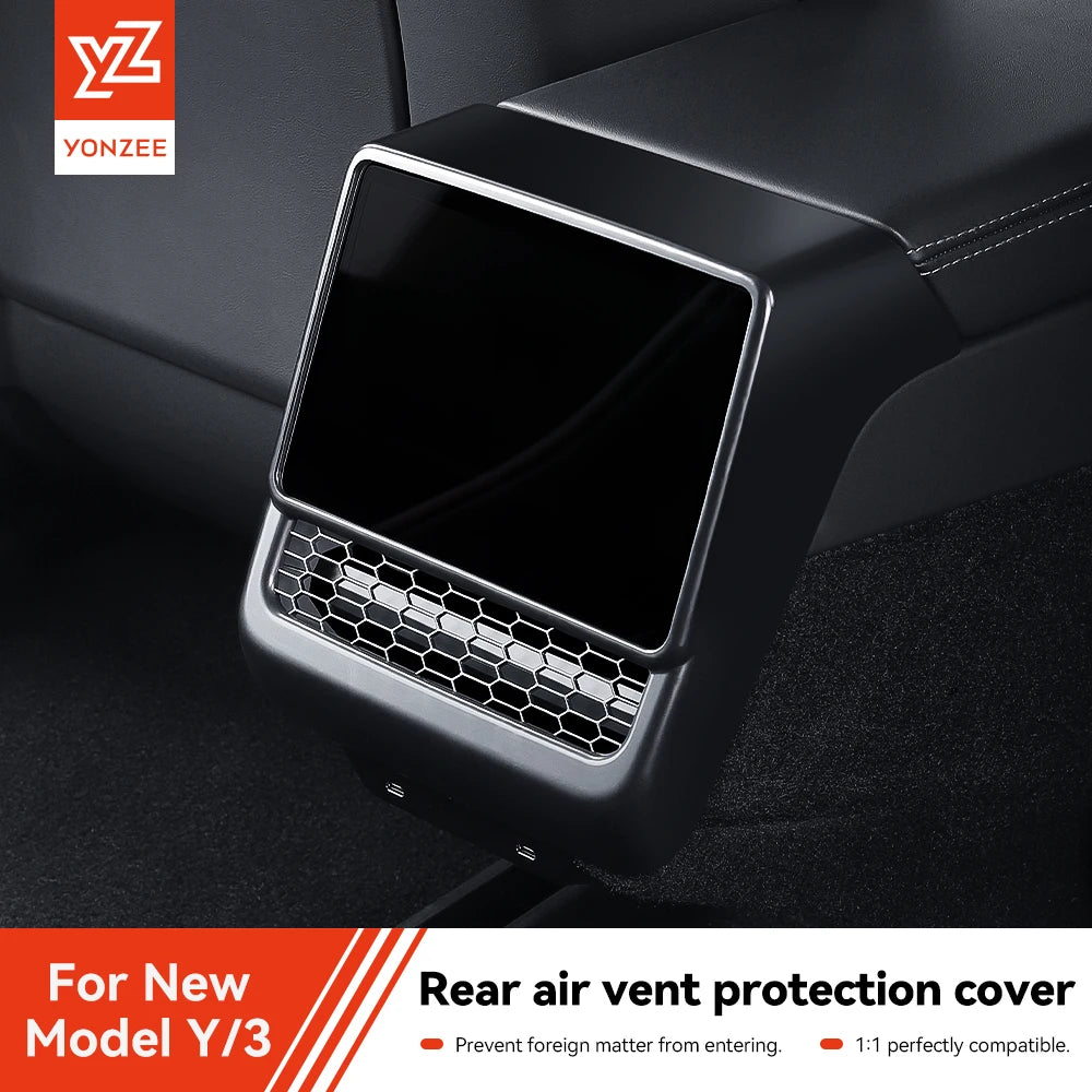 Tesla Model 3/Y Rear Center Console Vent Cover - Dust-Proof Car Interior Accessory