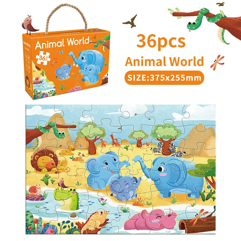 36PCS Large Piece Jigsaw Puzzle – Educational Paper Puzzle for Kids Ages 3–6