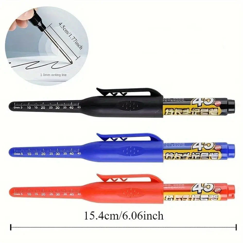 Carpenter Marker Pens — 45mm Long Nib Head, Hole Marker for Woodworking, 100-1PCS White/Black/Blue/Red Hand Tools