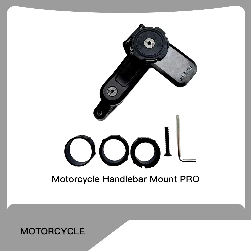 Motorcycle Handlebar Stem Fork Phone Mount — Vibration Dampener with MAG Universal Adapter, Wireless Charger & Mirror Brake Compatible