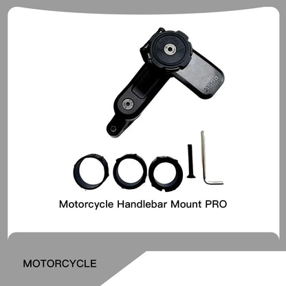 Motorcycle Handlebar Stem Fork Phone Mount — Vibration Dampener with MAG Universal Adapter, Wireless Charger & Mirror Brake Compatible