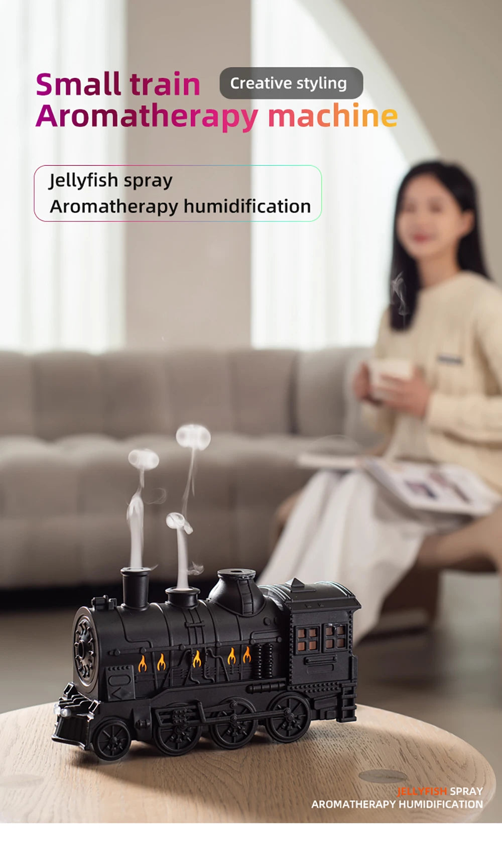 Aierwill Train Air Humidifier – Ultrasonic Aromatherapy Diffuser with Mist Maker, Essential Oil Aroma Diffuser, Remote Control