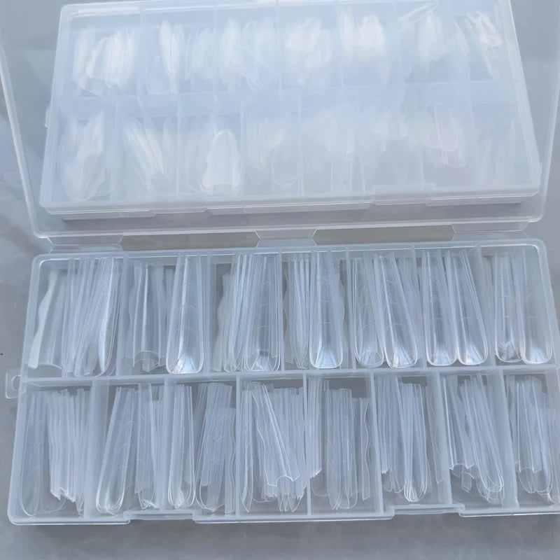 180pcs Sandwich Dual Nail Forms – 15 Sizes Coffin & Almond Nail Extension Molds for Manicure, Top & Bottom Forms