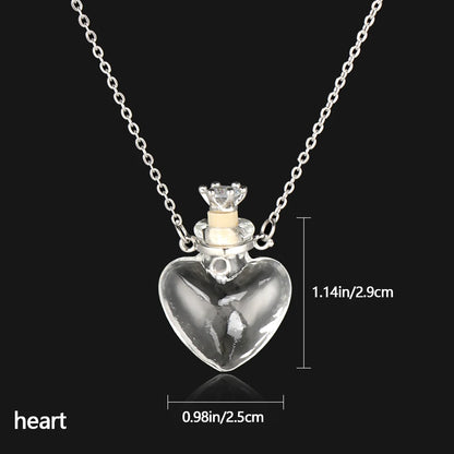 Openable Water Drop Heart Steel Chain Necklace – Essential Oil Pendant Glaze Vial Memorial Jewelry