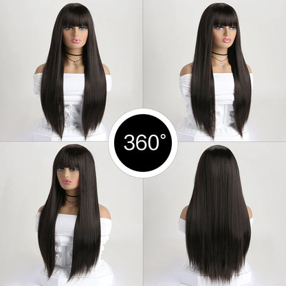 26" Long Straight Synthetic Wig for Women – Colorful Fashion Wig for Daily Wear, Halloween Costume, Party & Cosplay