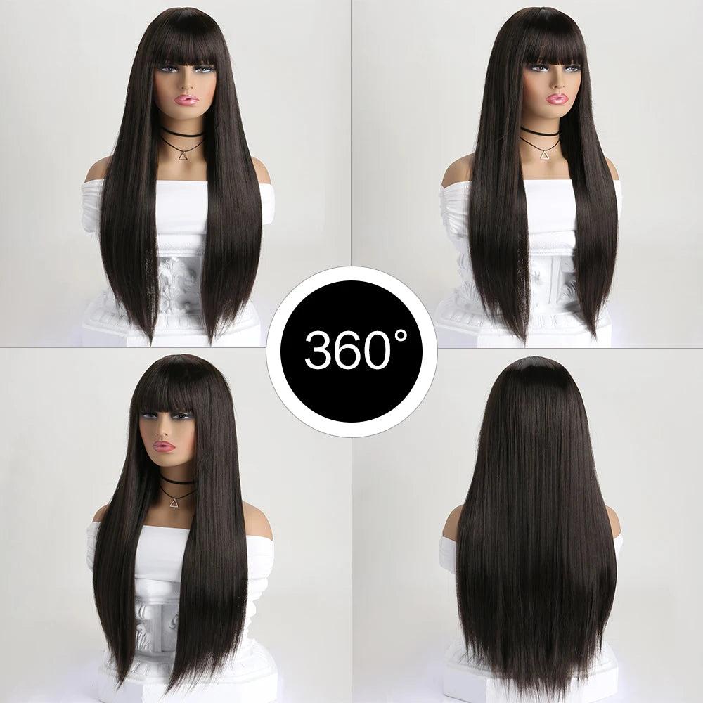 26" Long Straight Synthetic Wig – Fashion Color Wig for Women, Daily Wear, Halloween Costume, Party & Cosplay