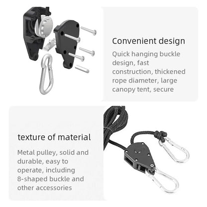 4pcs Adjustable 8-inch Reinforced Rope Ratchet Hangers - Hanging Pulley Hooks for Grow Tents & Plant Lamps