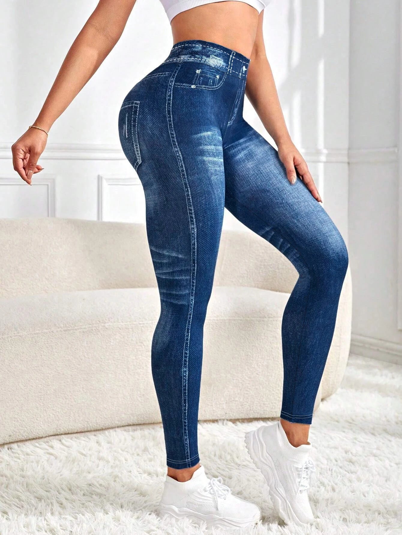 Women's Non Denim Leggings - High Stretch Yoga Gym Workout & Casual Fitness Tights