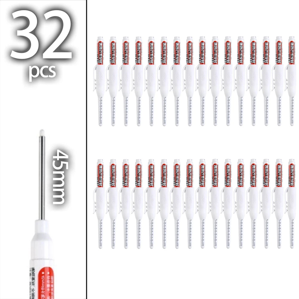 45mm Deep-Hole Carpenter Marker Pen - Long-Nib Woodworking Marking Pen for Measuring & Construction