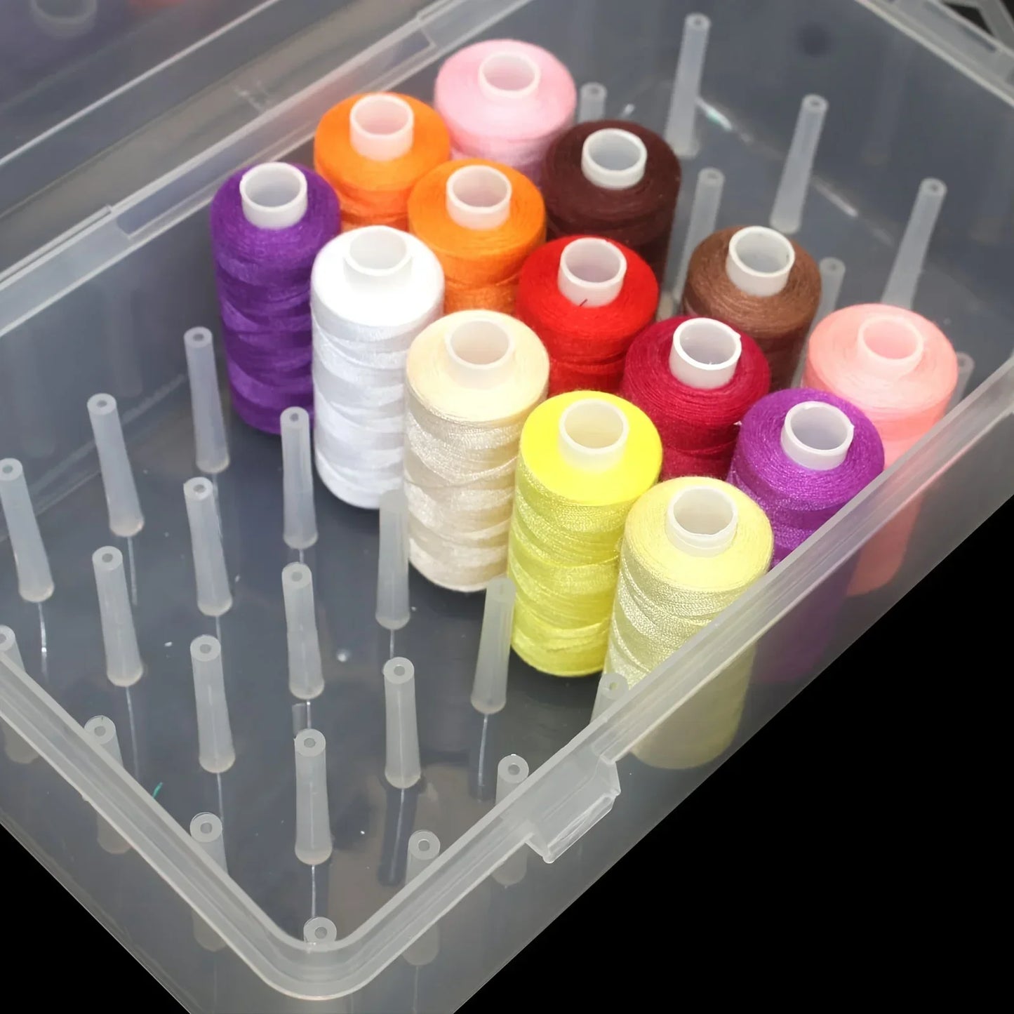 42-Roll Sewing Thread Storage Box - Transparent Portable Embroidery & Sewing Organizer