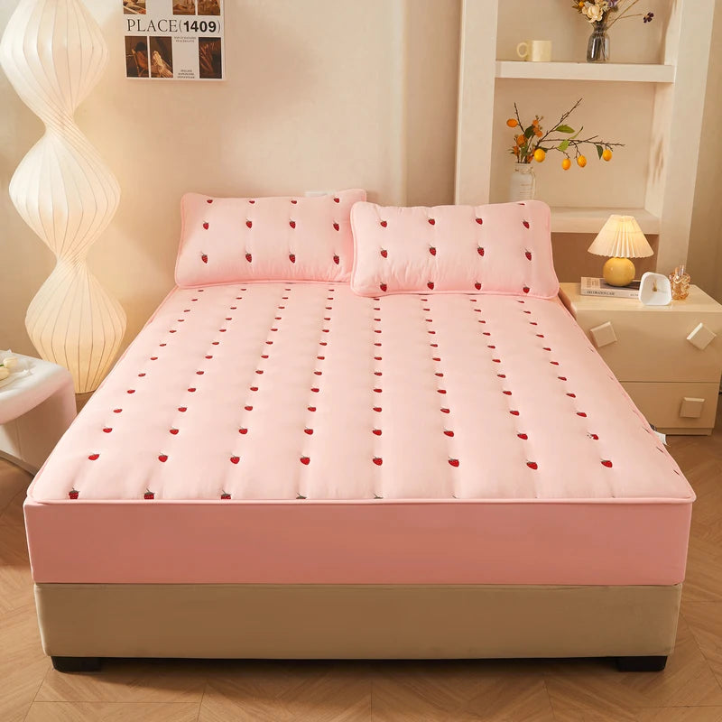 Thick Embroidered Mattress Cover 90x200 – Elastic Fitted Sheet Queen Size Bed Cover (Pillowcase Sold Separately)