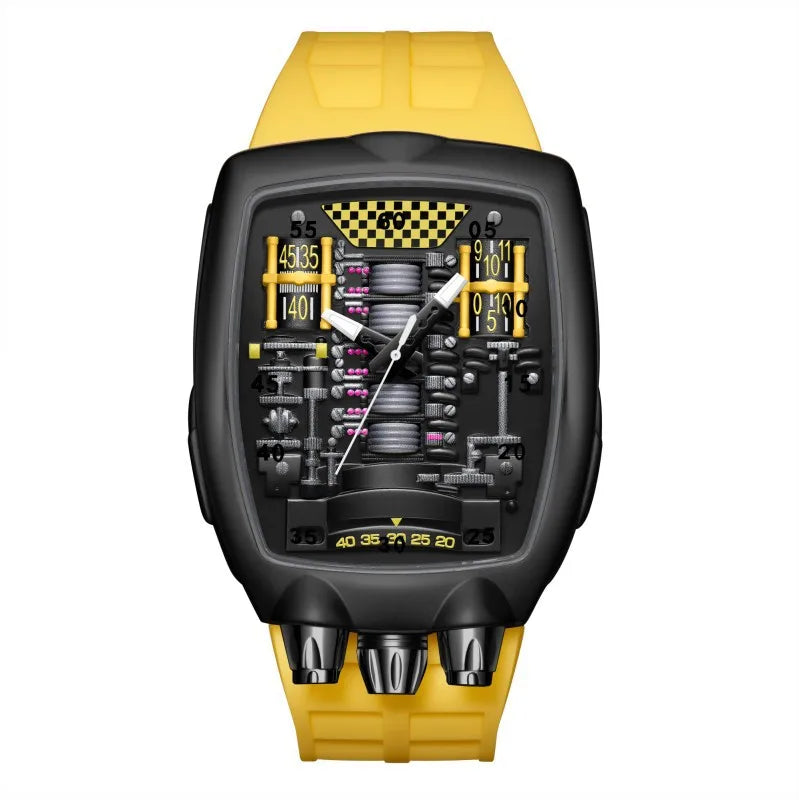 Alien Y2K Transparent Quartz Watch - Creative Hollow Case Design Fashion Men's Wristwatch with Unique Retro Style