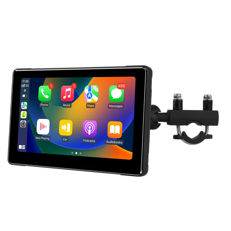 7-Inch Motorcycle GPS Navigation with Wireless Apple CarPlay & Android Auto – Waterproof Touchscreen Display, BT Connectivity, IPX7